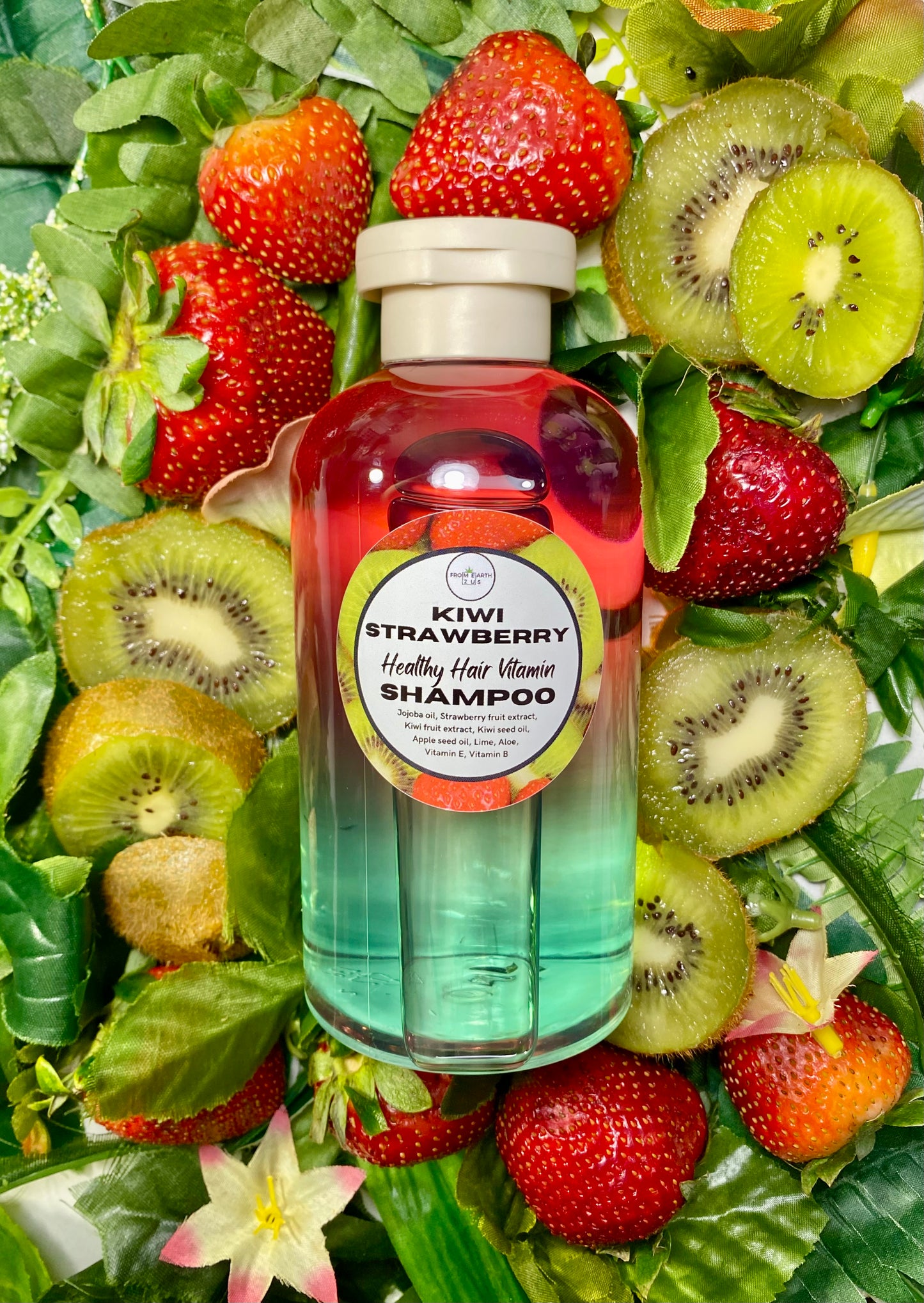 Strawberry + Kiwi Natural Shampoo for Healthy hair 14 ounces