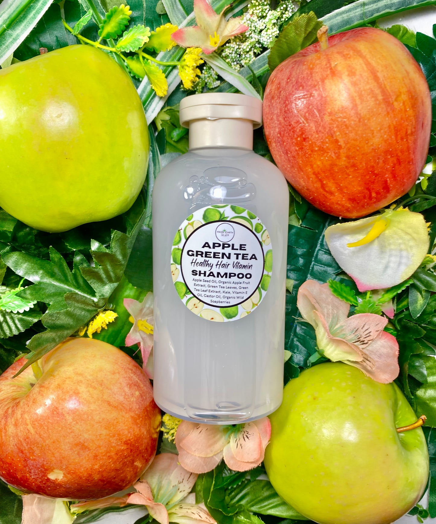 Apple Green Tea Natural Vegan Shampoo for Healthy Hair 14 ounces