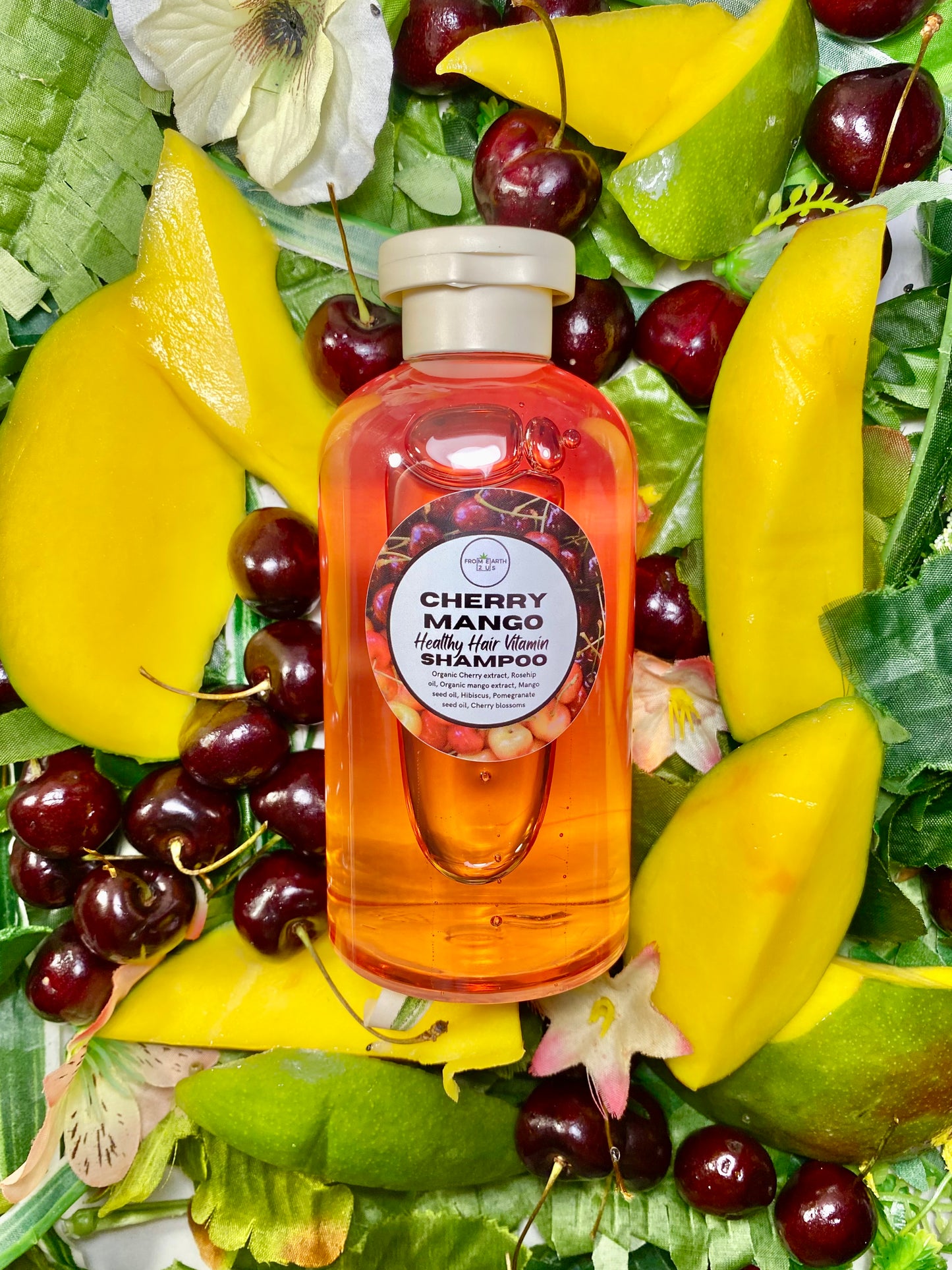 Cherry Mango Natural Shampoo + Conditioner Set for Healthy Hair 14 ounces each