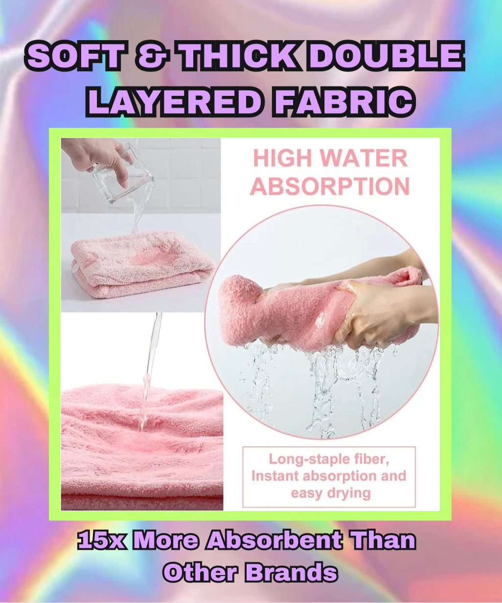Hibiscus & Coconut Oil Infused Microfiber XL Hair Drying Wrap Towel Anti-Breakage Anti-Frizz