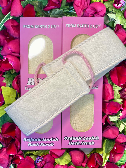 Rose Essential Oil Infused Organic Loofah Back Scrub