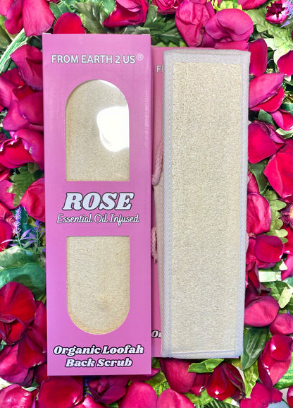 Rose Essential Oil Infused Organic Loofah Back Scrub
