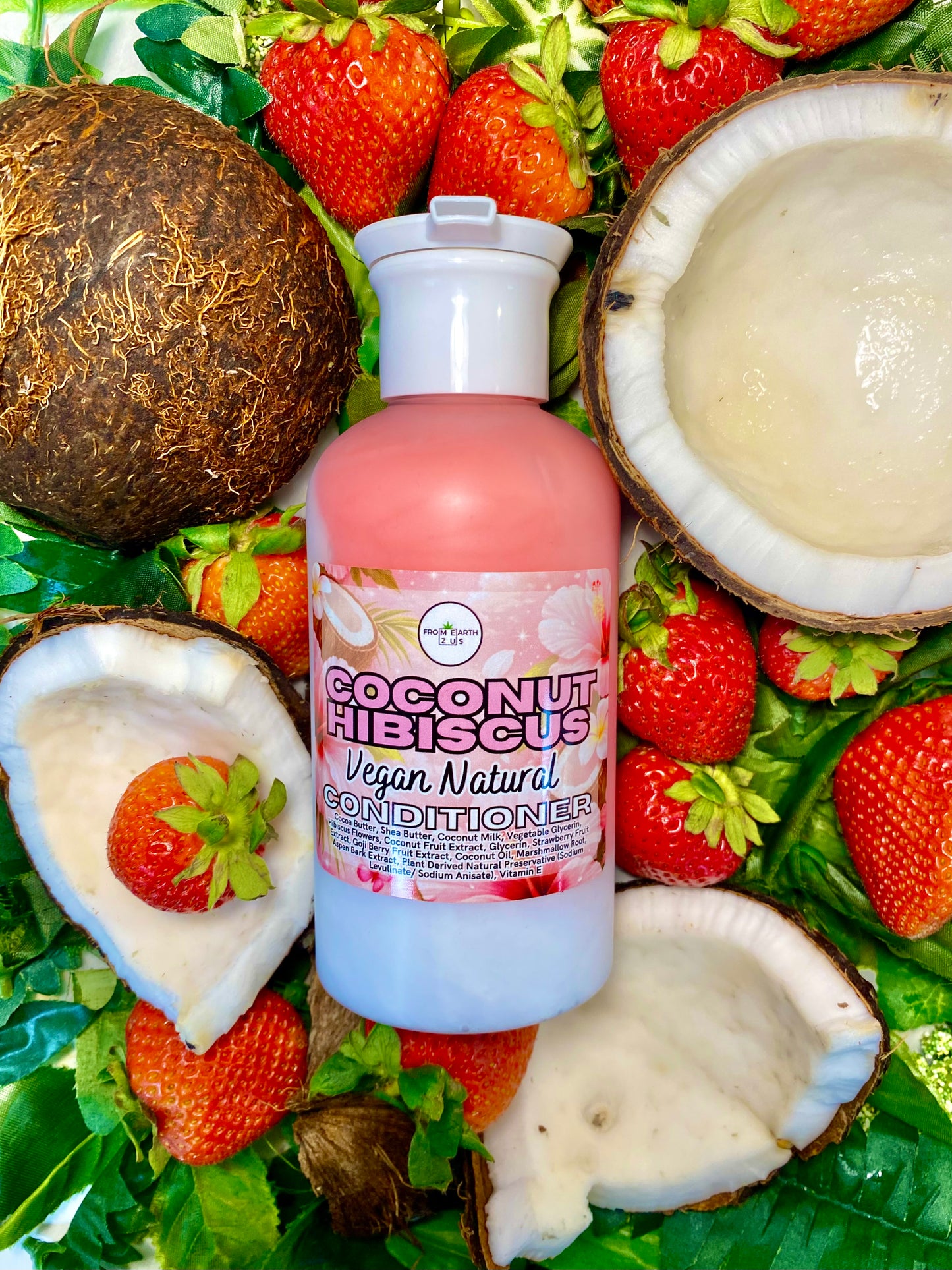 Coconut Hibiscus Natural Shampoo + Conditioner Set for Healthy Hair 14 ounces each