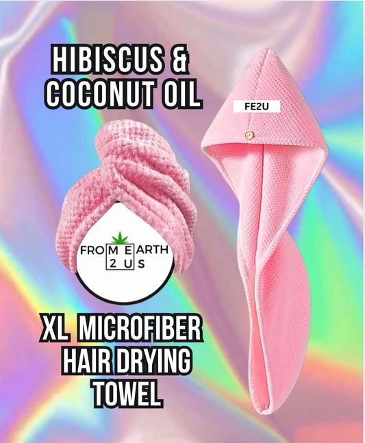 Hibiscus & Coconut Oil Infused Microfiber XL Hair Drying Wrap Towel Anti-Breakage Anti-Frizz