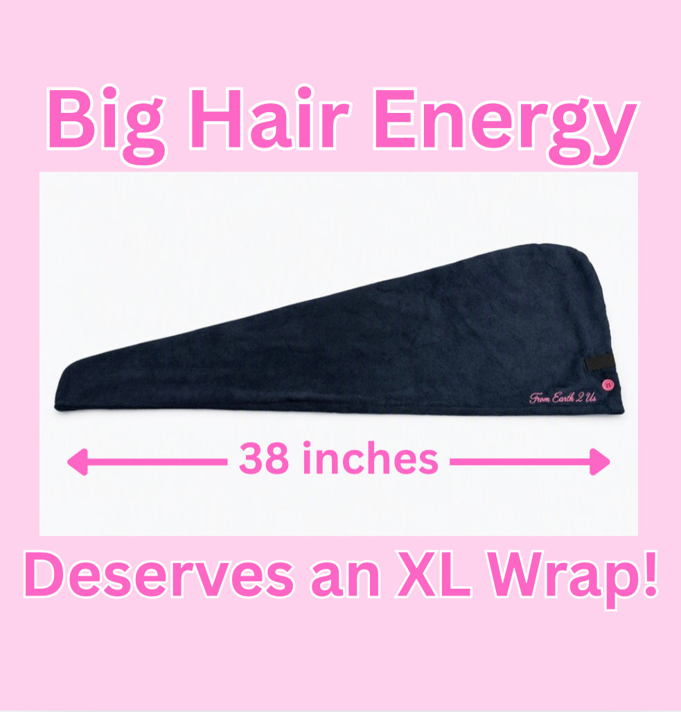 Extra Long Microfiber Hair Drying Wrap Towel - Black (38 inches long)