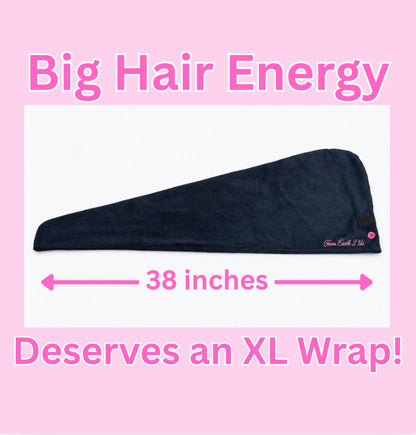 Extra Long Microfiber Hair Drying Wrap Towel - Black (38 inches long)