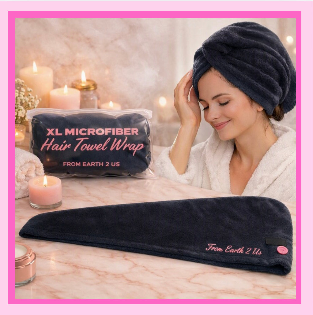 Extra Long Microfiber Hair Drying Wrap Towel - Black (38 inches long)