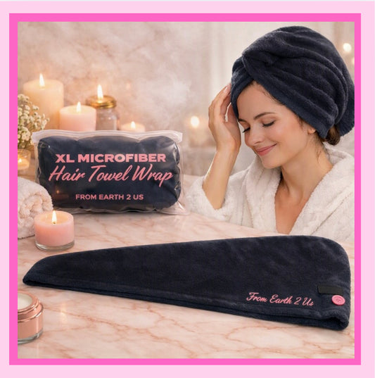 Extra Long Microfiber Hair Drying Wrap Towel - Black (38 inches long)