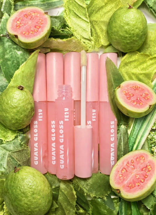 Guava Vegan Lip Oil with Peony Flowers