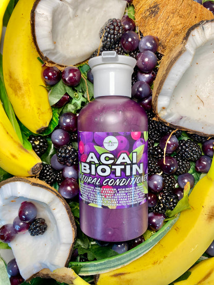 Acai & Biotin Natural Shampoo + Conditioner Set for Healthy Hair 14 ounces each