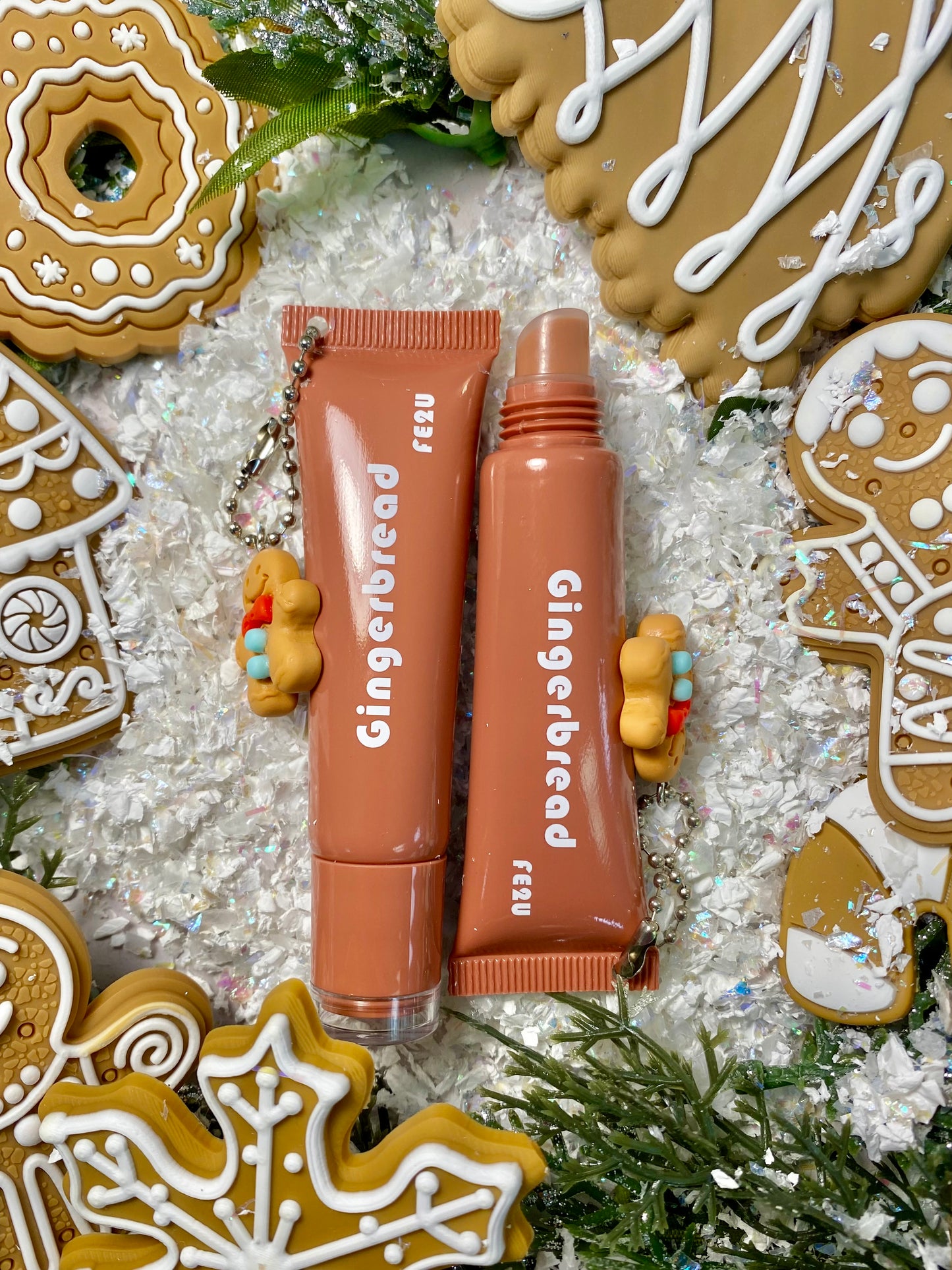 Gingerbread Lip Gloss with Keychain