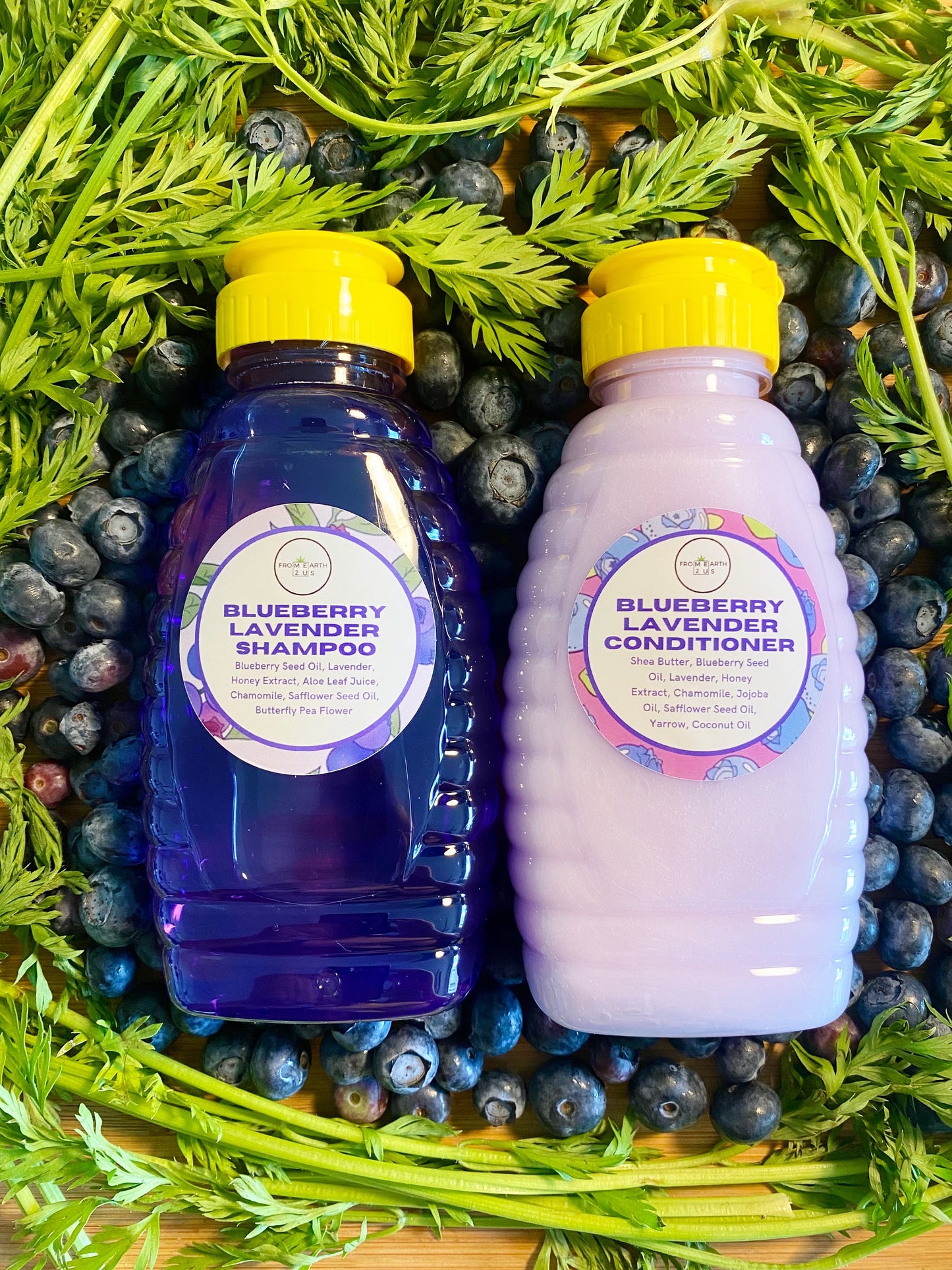 Blueberry Lavender Natural Shampoo + Conditioner Set for Healthy Hair 16 ounces each