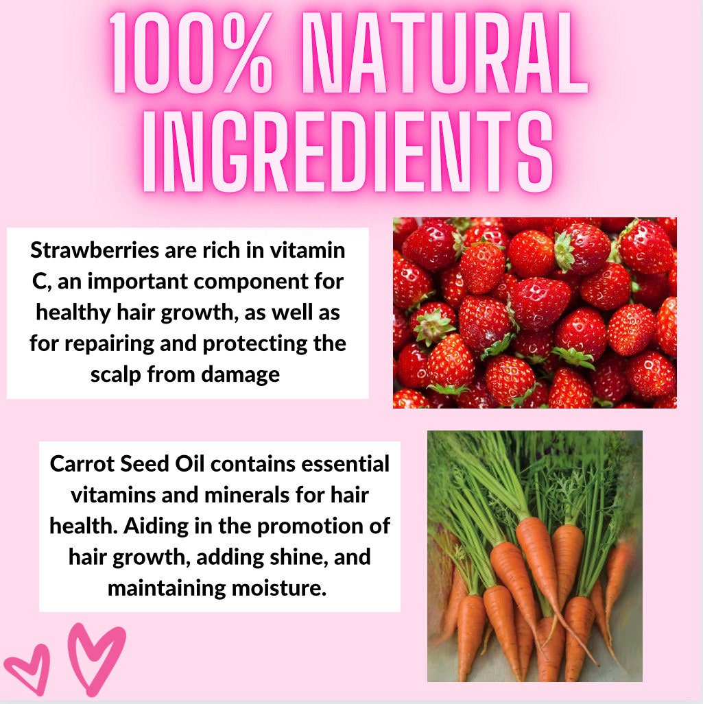 Strawberry Carrot Natural Shampoo for Healthy Hair 16 ounces