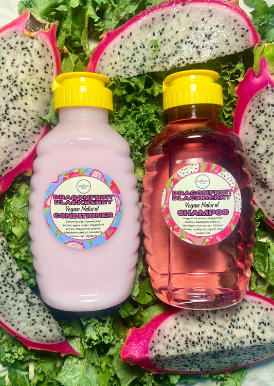 Dragonfruit BlackBerry Natural Vegan Shampoo + Conditioner Set for Healthy Hair 16 ounces each