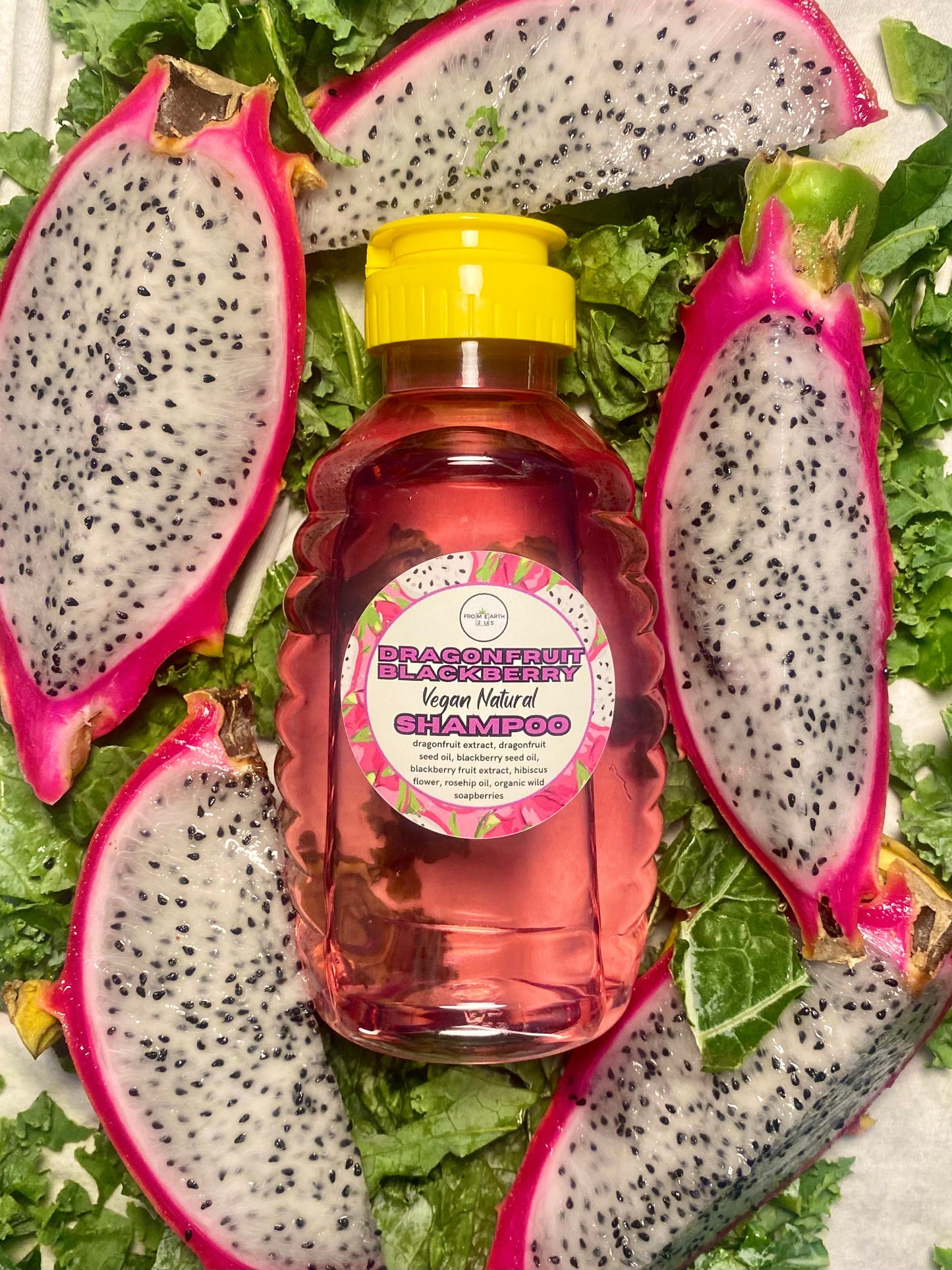 Dragonfruit BlackBerry Natural Vegan Shampoo for Healthy Hair 16 ounces