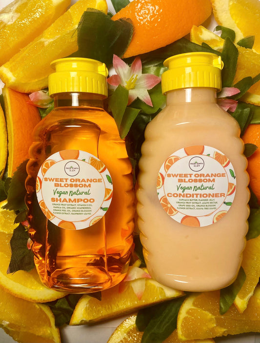 Sweet Orange Blossom Natural Vegan Shampoo + Conditioner Set for Healthy Hair 16 ounces each