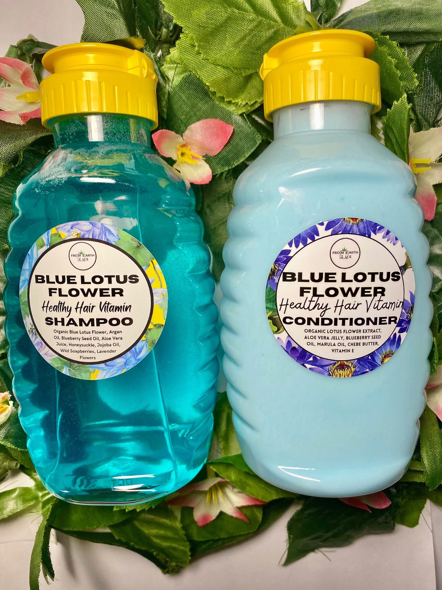 Blue Lotus Flower Natural Vegan Shampoo + Conditioner Set for Healthy Hair 16 ounces each