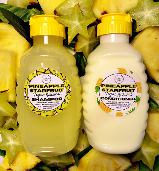 Pineapple Starfruit Natural Vegan Shampoo + Conditioner Set for Healthy Hair 16 ounces each