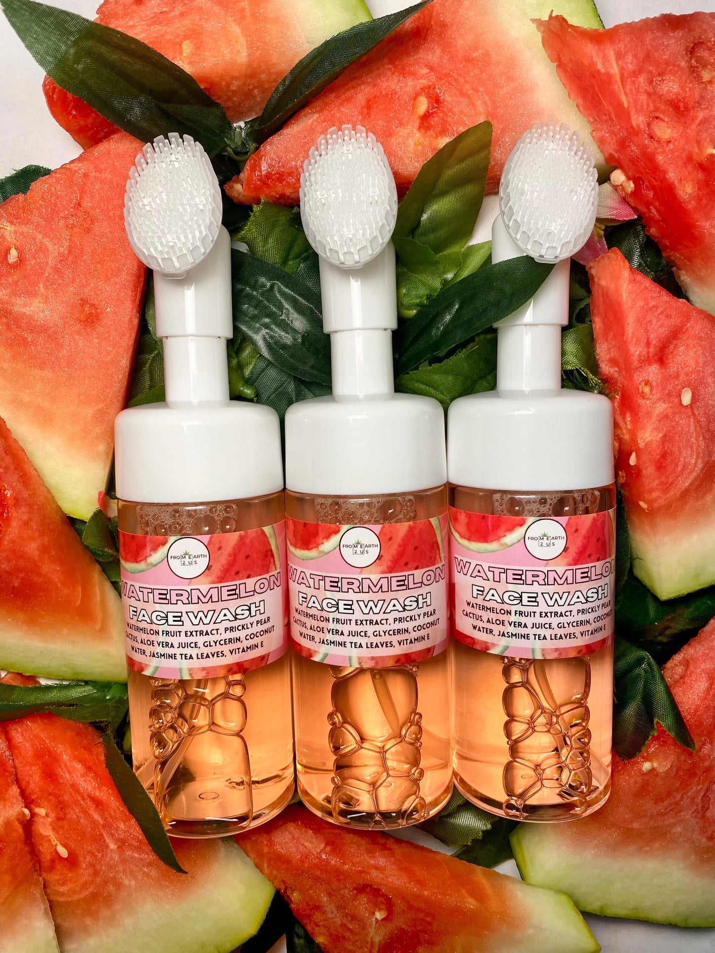 Watermelon Foaming Face Wash with Face Scrub Brush Top