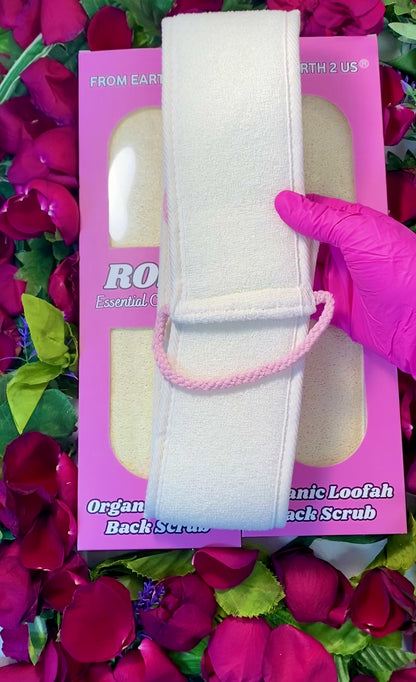 Rose Essential Oil Infused Organic Loofah Back Scrub